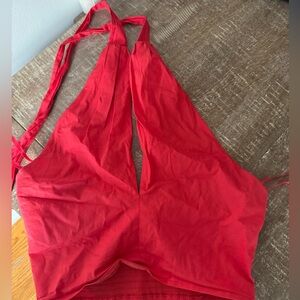 STAUD Red Halter Crop Top